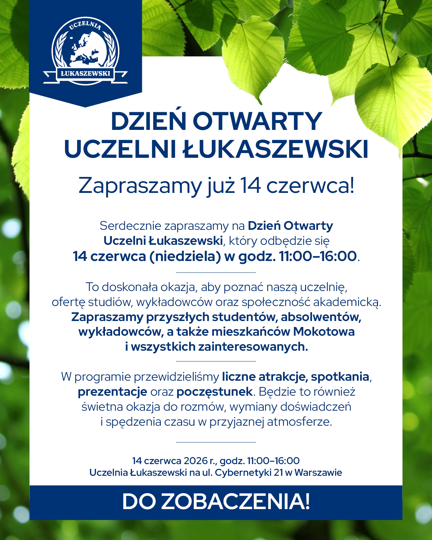 Dzień Otwarty Uczelni Łukaszewski w Warszawie – odwiedź nas 14 czerwca!